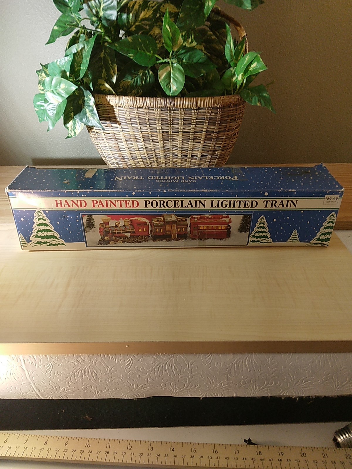 Vintage 1992 Fabri-Centers Hand Painted Porcelain Lighted Train 3pc W/Box Works!