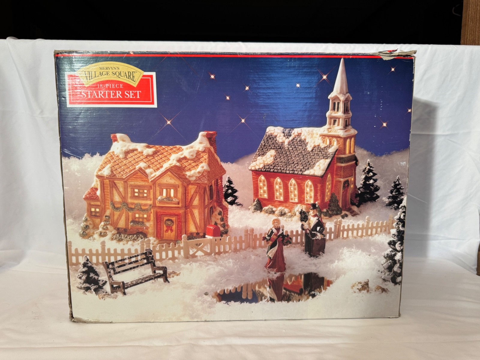 Mervyn’s 1991 Village Square 18 Piece Starter Set – COMPLETE SET WITH LIGHTS