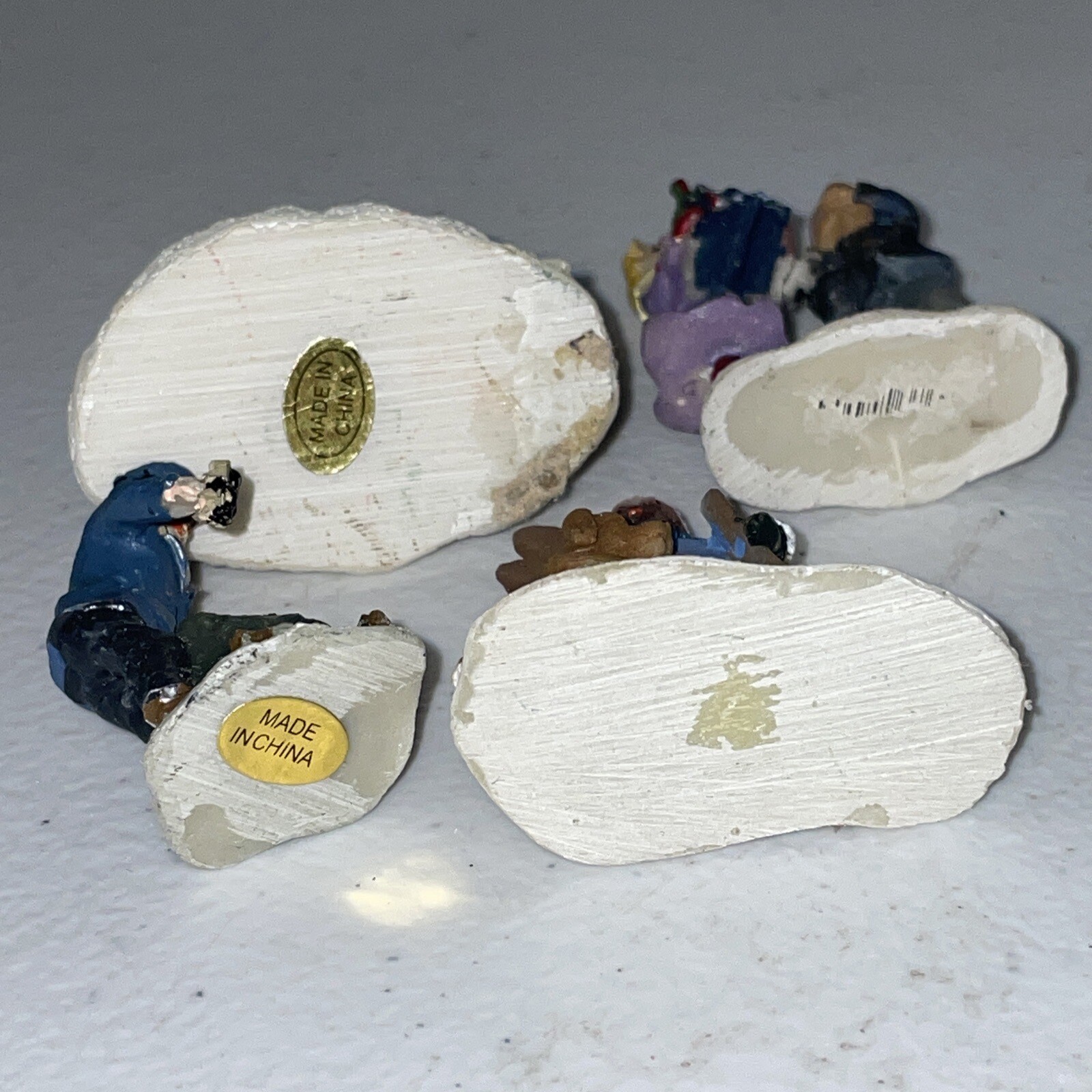 Vintage Christmas Village Figurine Lot Small Resin Village Holiday Figure Lot