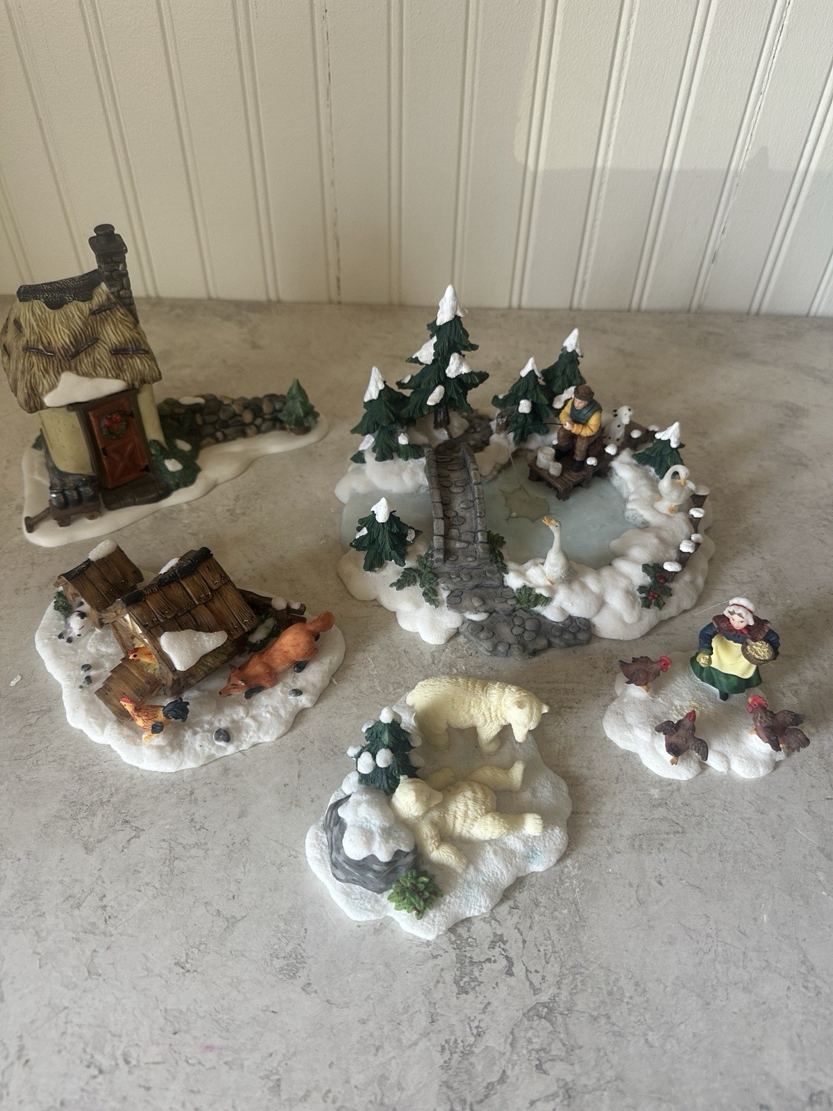 O’Well Christmas Village Accessories People Pond Farm Animals Figurines Med & Lg
