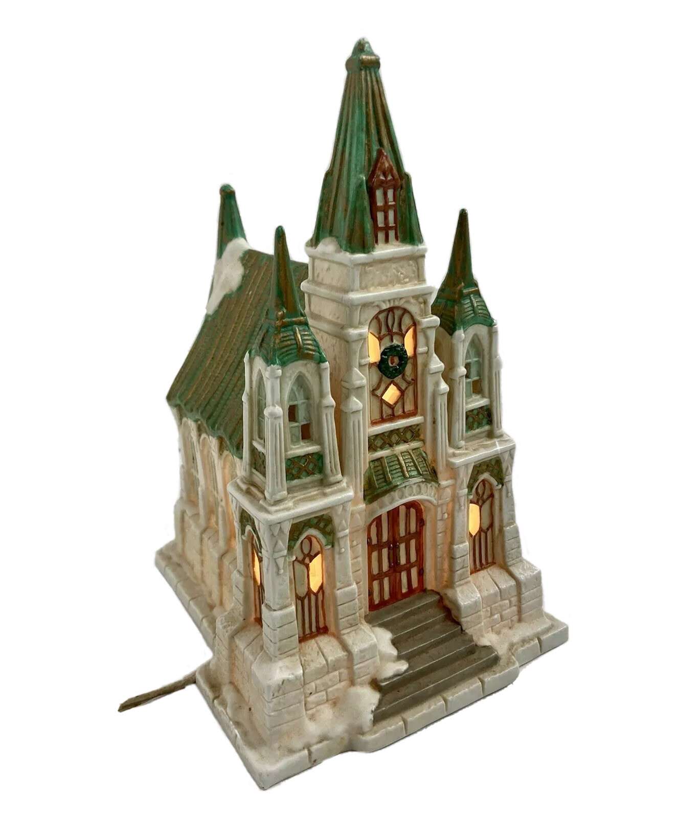 1995 Mercuries USA Porcelain Christmas Village Lighted Church Retired Rare