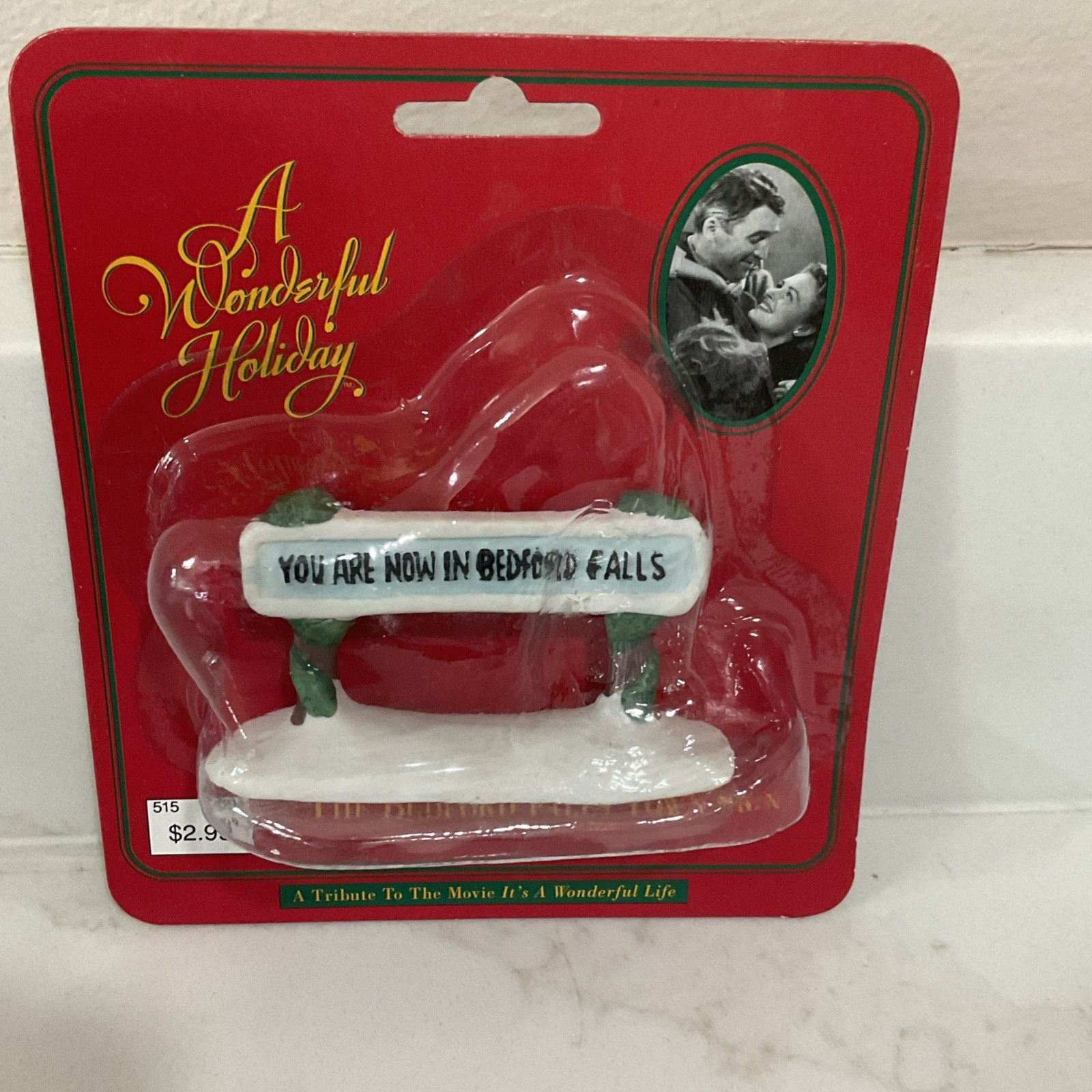 1995 It’s A Wonderful Life Bedford Falls Town Sign Porcelain Figurine New Sealed