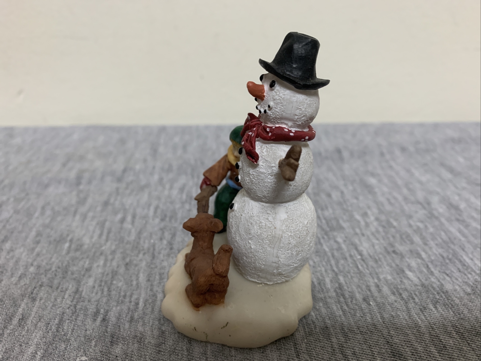 Vintage 2003 Santa’s Workbench Boy w/Snowman & Dog Christmas Village Figurine