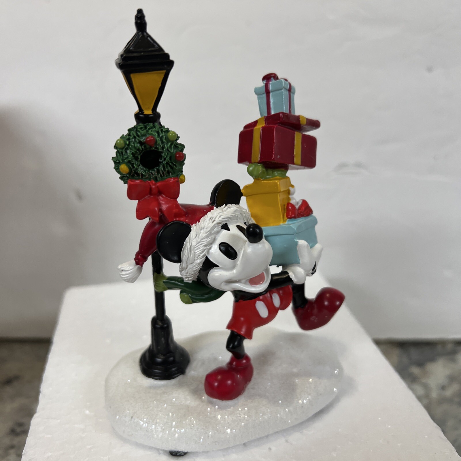 St. Nicholas Square Disney Mickey Mouse with Presents Christmas Village Lamppost