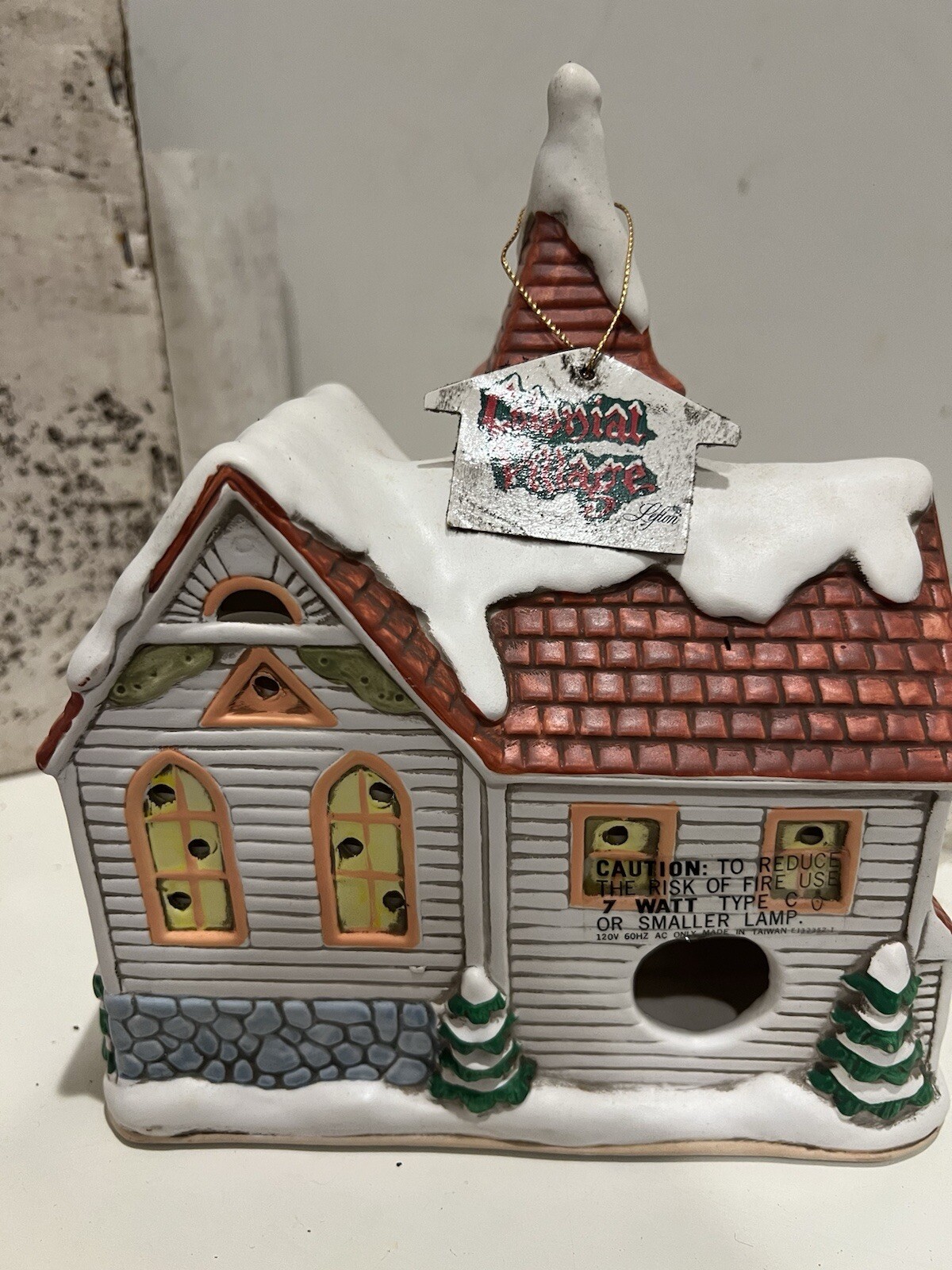 1987 Lefton Colonial Village Lighted Church Chapel #06334 By Byron Wood