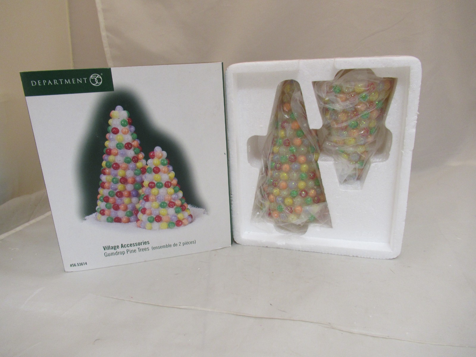 2006 Dept 56 VILLAGE ACCESSORIES GUMDROP PINE TREES (Set of 2) #56.53614 !