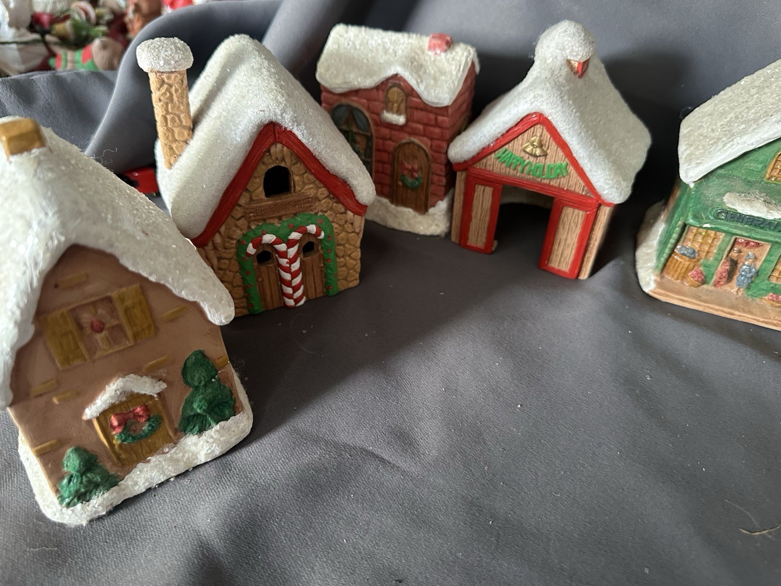 Set Of 10 Vintage Moments in Time gingerbread house tabletop light Up Ceramic