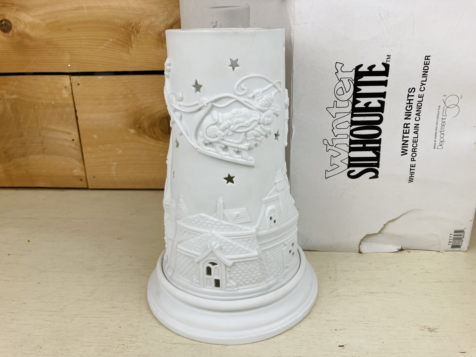 Department 56 Winter Silhouette Nights White Porcelain Candle Cylinder 78577