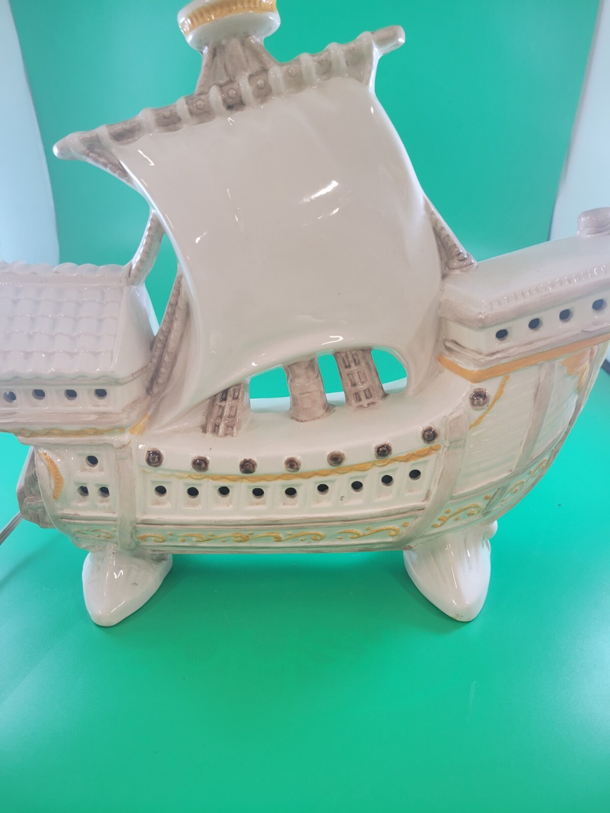 Porcelain Lighted Pirate Ship 15″ x 13″ x 4″ UNPAINTED