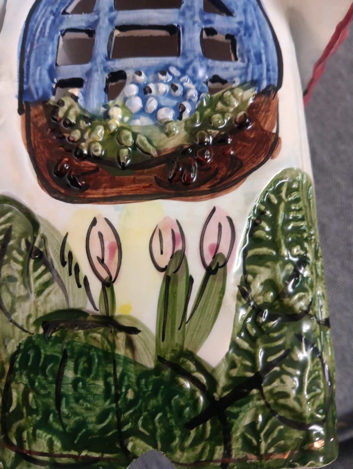 Blue Sky Clayworks Spring Cottage House Tealight By Heather Golminc Pre-owned