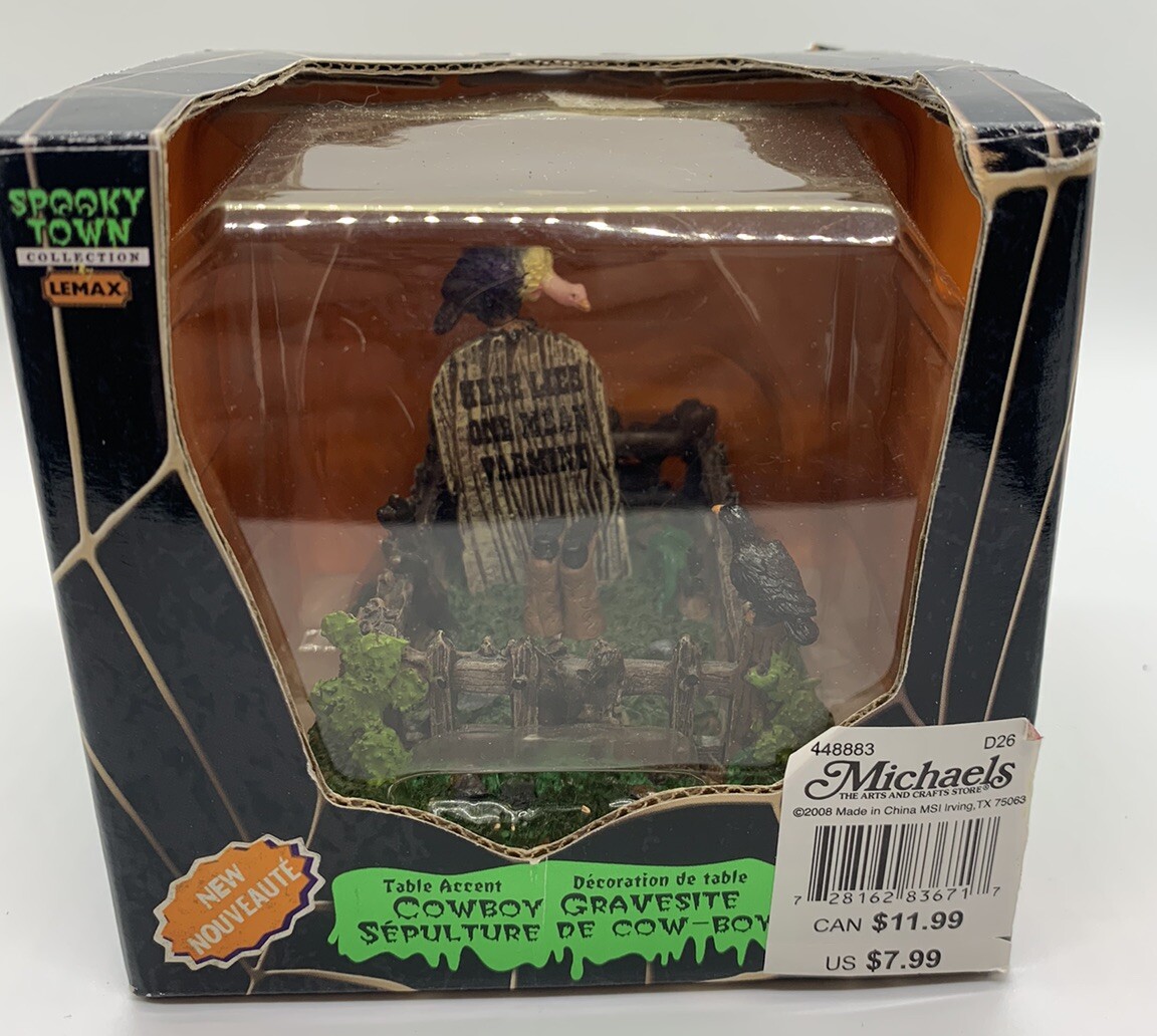 Lemax 83671 Spooky Town 2008 Cowboy Gravesite Halloween Western Retired.