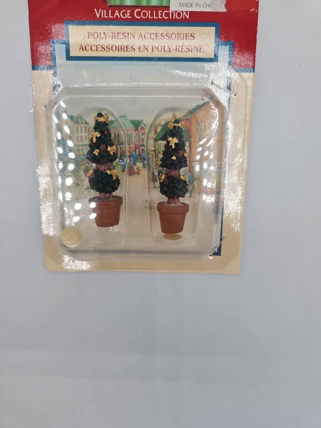 Lemax Village Accessories ~2~Swirl Shaped Topiary Christmas Trees~1998~NEW