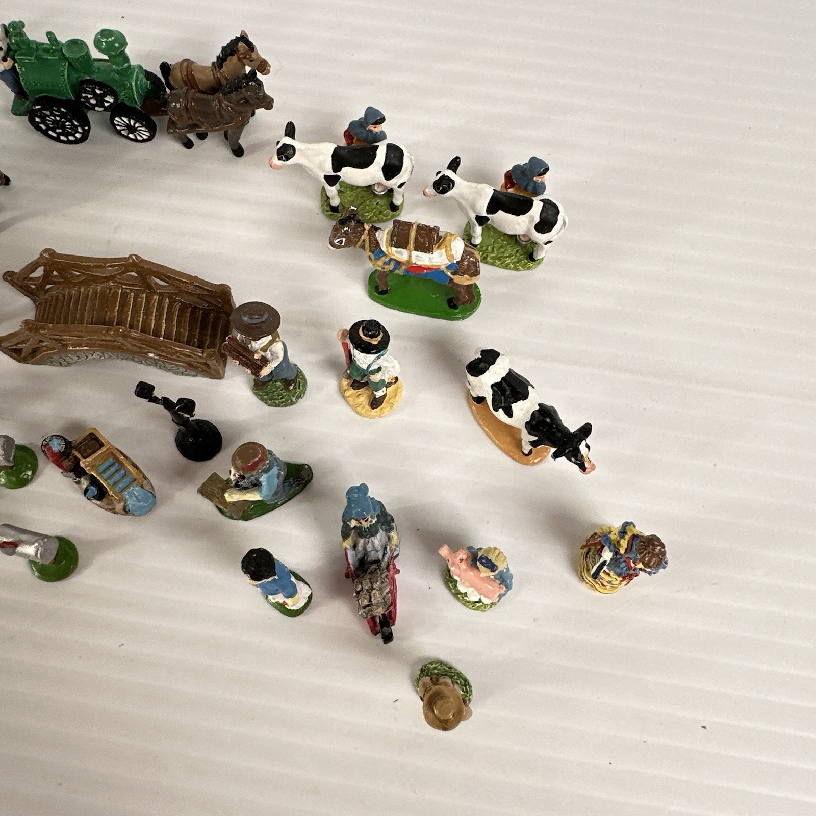 Liberty Falls Pewter Figure Lot of 30+ Farm Animals Horse Carriage People Bridge