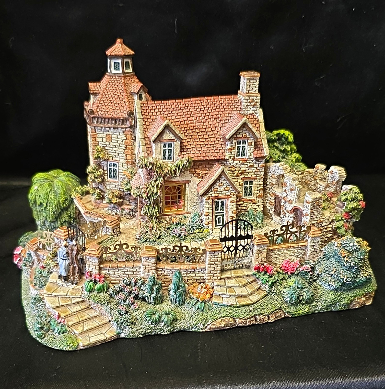 Stone Gables Collection Village Miniature House w/ Tower, Resin 3D Effect