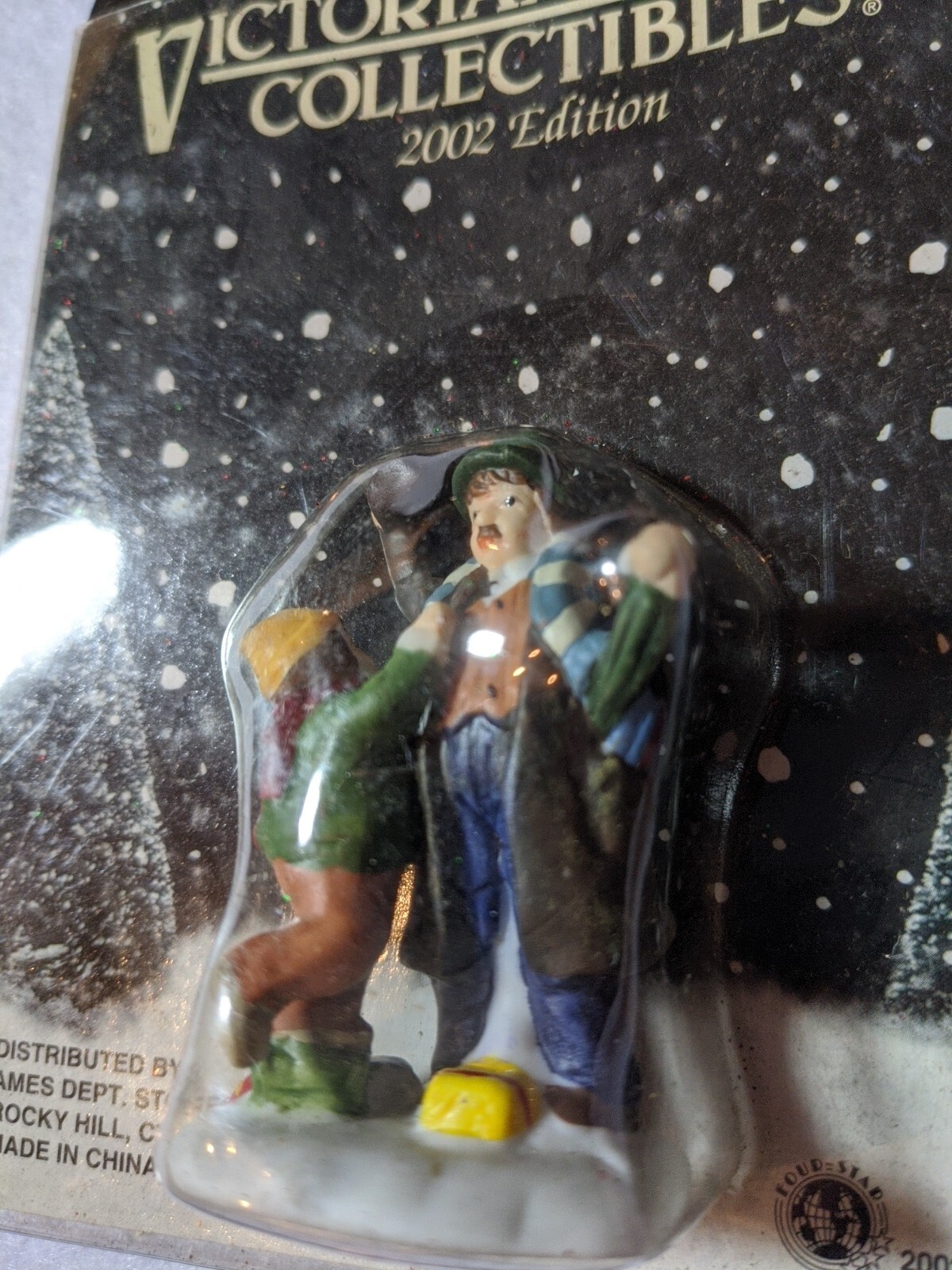 Victorian Village Collectibles Christmas 2002 Victorian Man + Young Girl Playing