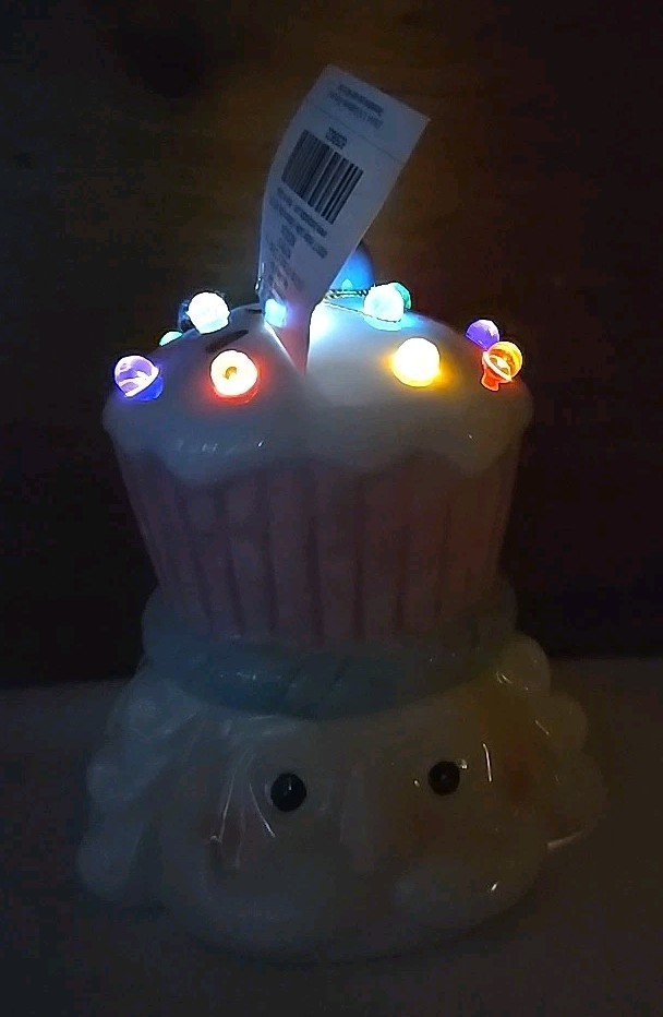 LIGHTED SANTA CUPCAKE Ceramic Hobby Lobby 4 x 4 x 5 inch Christmas