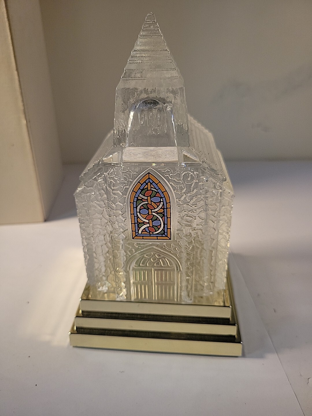 Vintage Crystal Holiday Church Light Up Plays Christmas Carols
