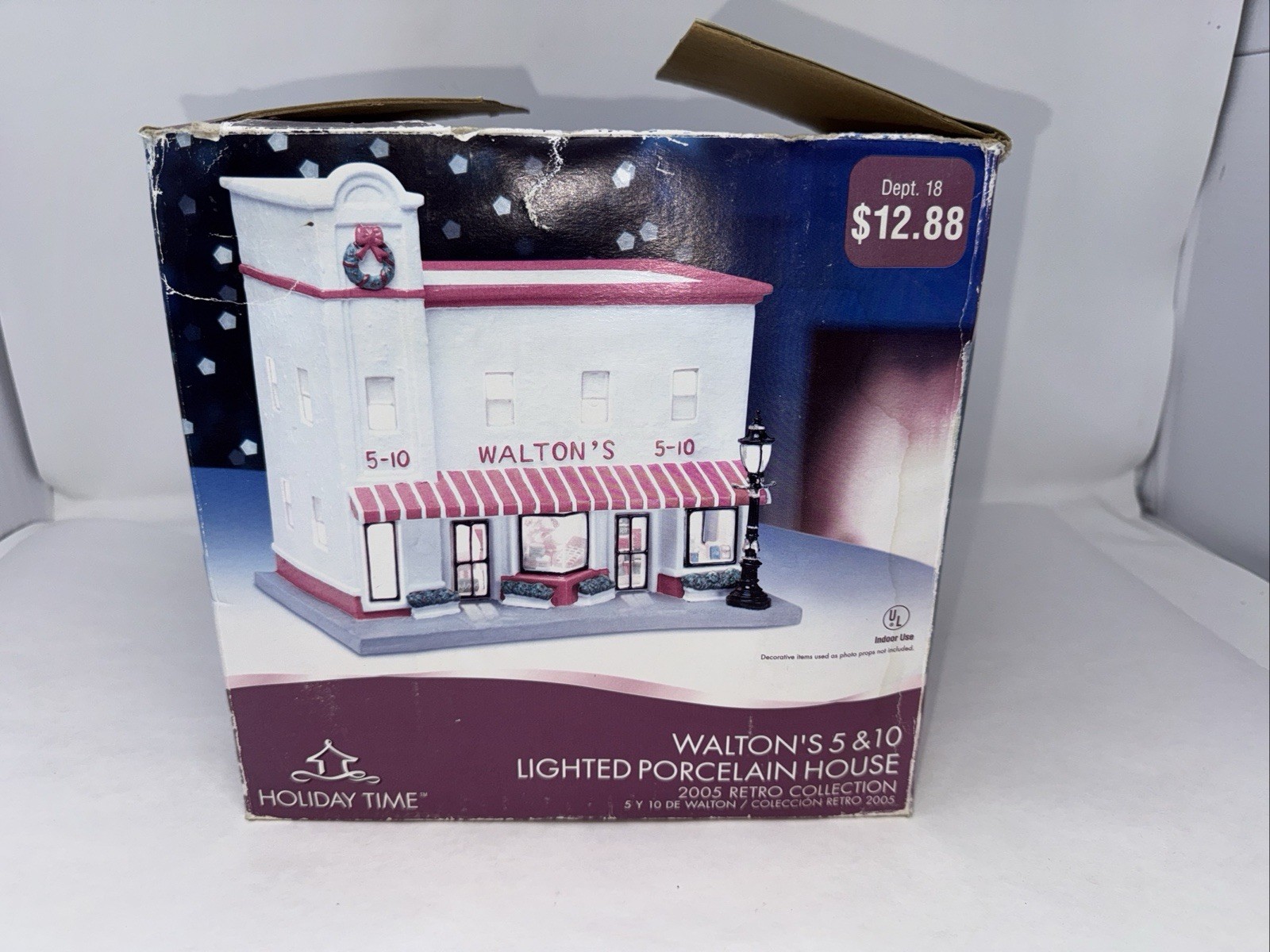 Holiday Time Walton’s 5 & 10 Lighted Porcelain House 2005 Retro Collection
