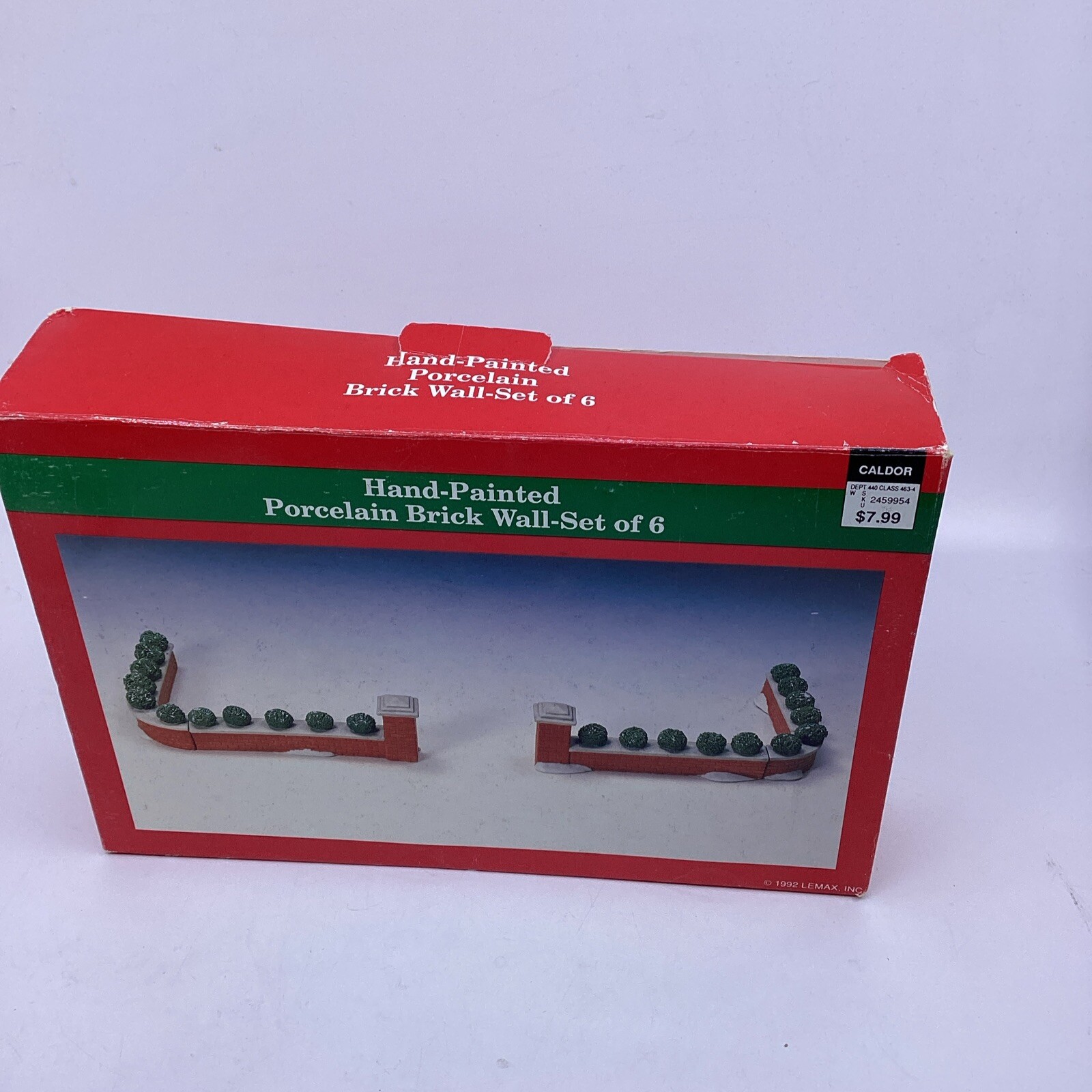 Vintage Lemax 1992 Hand Painted Porcelain Brick Wall Set Of 6 Pieces Nos