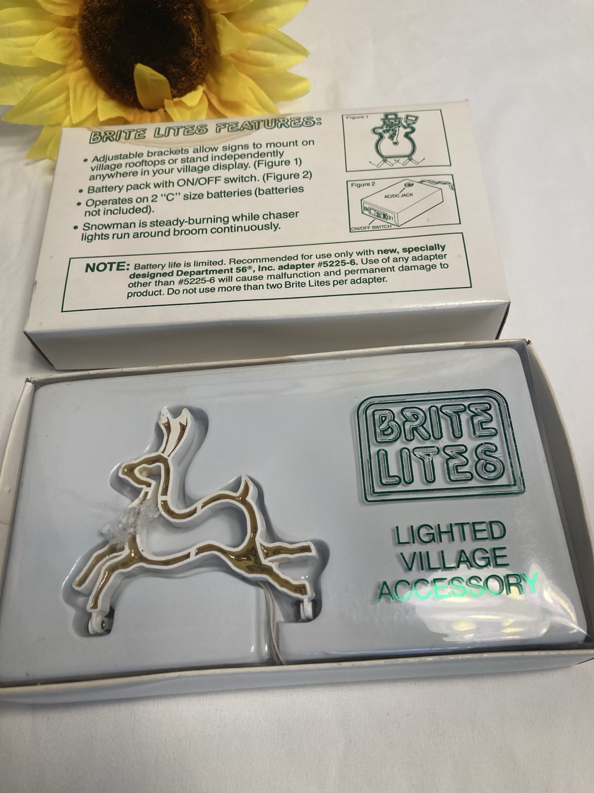 Brite Lites- Lighted Village Accessory Illuminated Reindeer & Snowman IN BOX