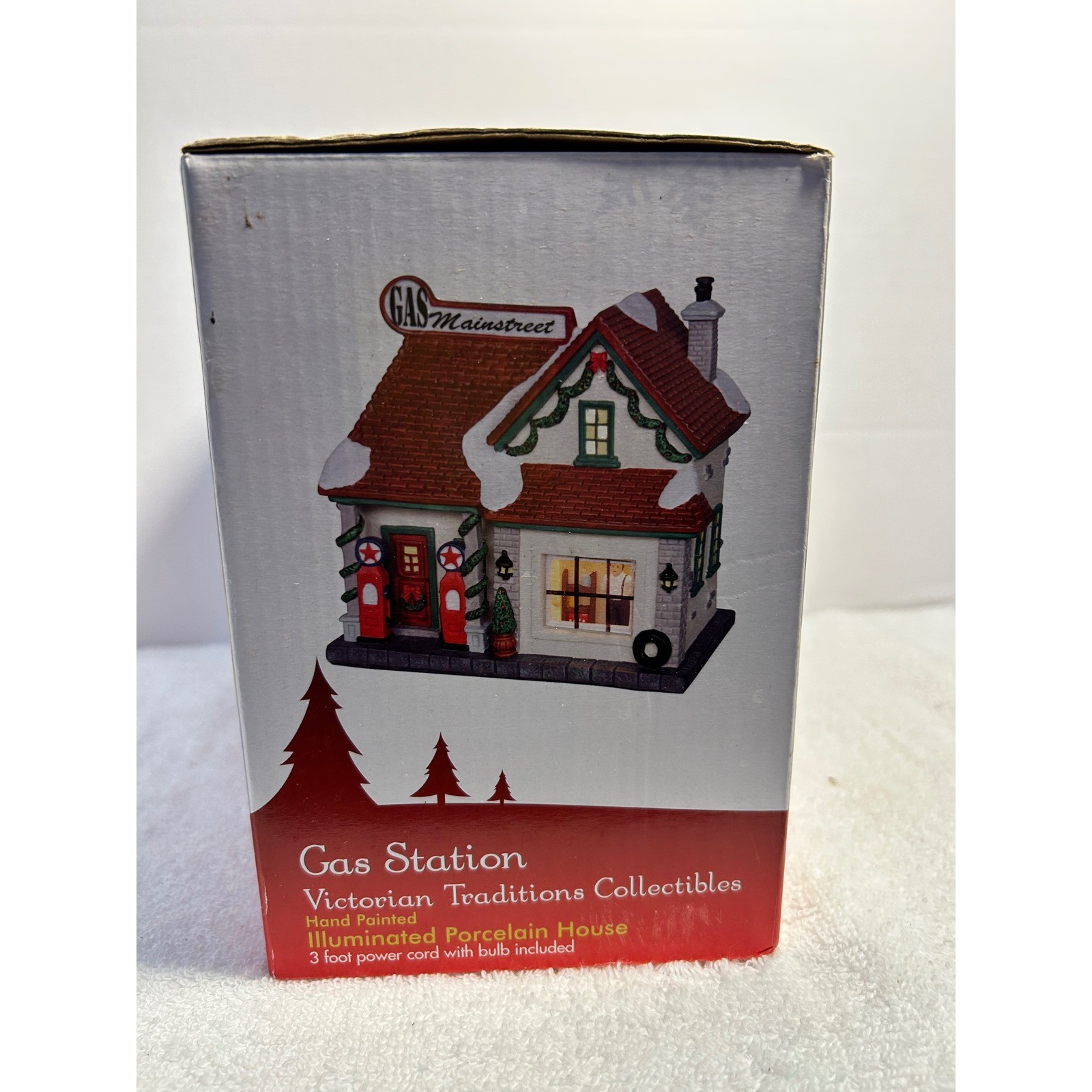 Victorian Traditions Gas Station Mainstreet Illuminated Porcelain Village House