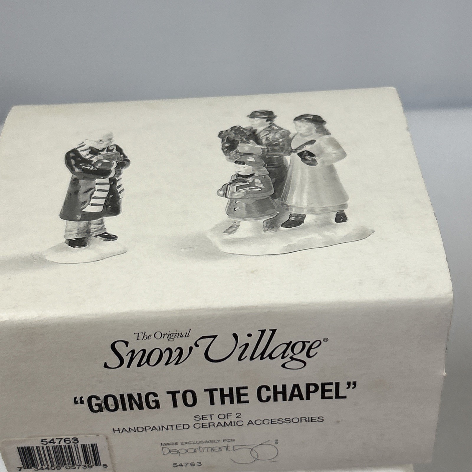 RETIRED Dept 56 Snow Village “Going to the Chapel” #54763; Set of 2; in Box
