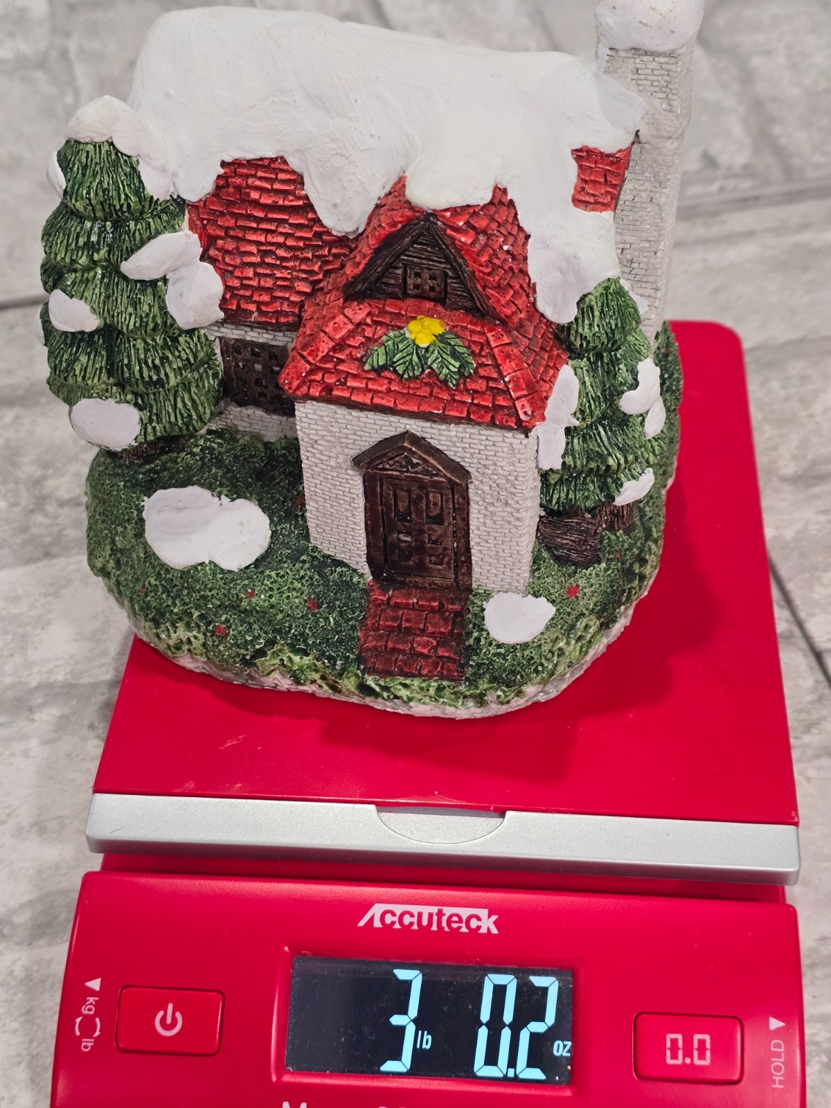 O’Well China Red Barn Silo Christmas Village House 1997 w/ white brick house