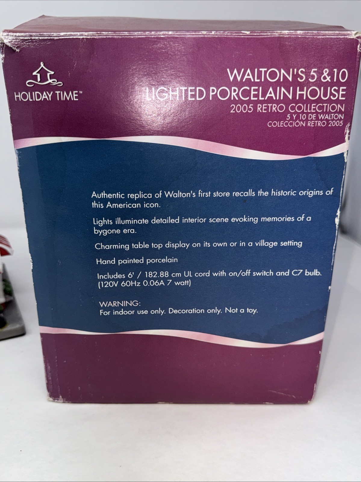 Holiday Time Walton’s 5 & 10 Lighted Porcelain House 2005 Retro Collection