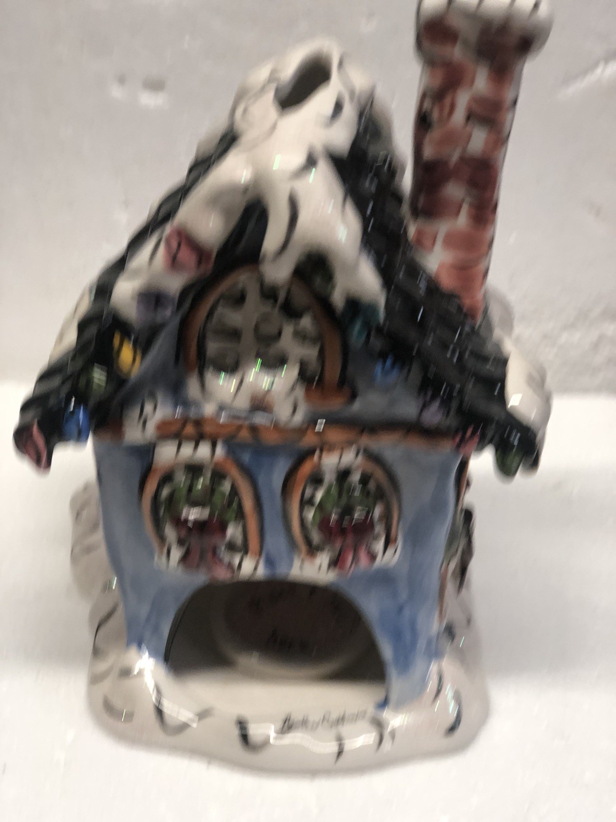Blue Sky Clayworks Christmas Village Cottage Heather Goldmine Candle Holder 2009