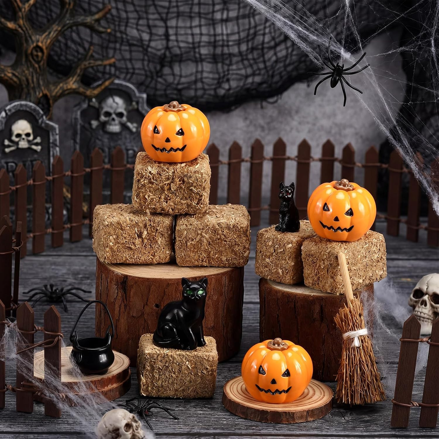 14 Pcs Halloween Village Accessories Set Halloween Miniature Figurines Included