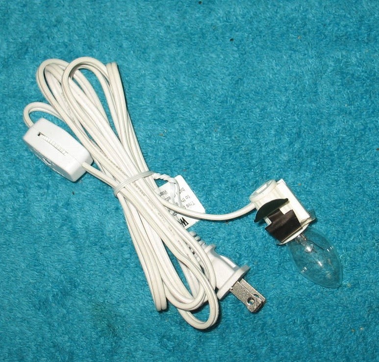 New 5′ Light Bulb Cord Dept. 56 Village Houses Or Small Ceramic Christmas Trees