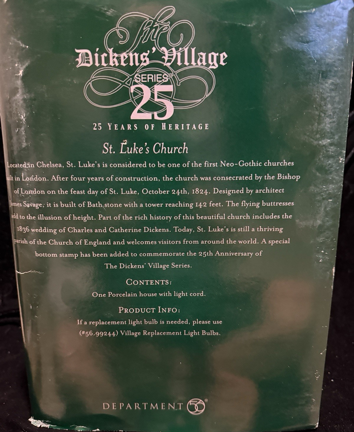 Dept 56 Dickens Village 25th Anniversary Series St Luke’s Church Rare