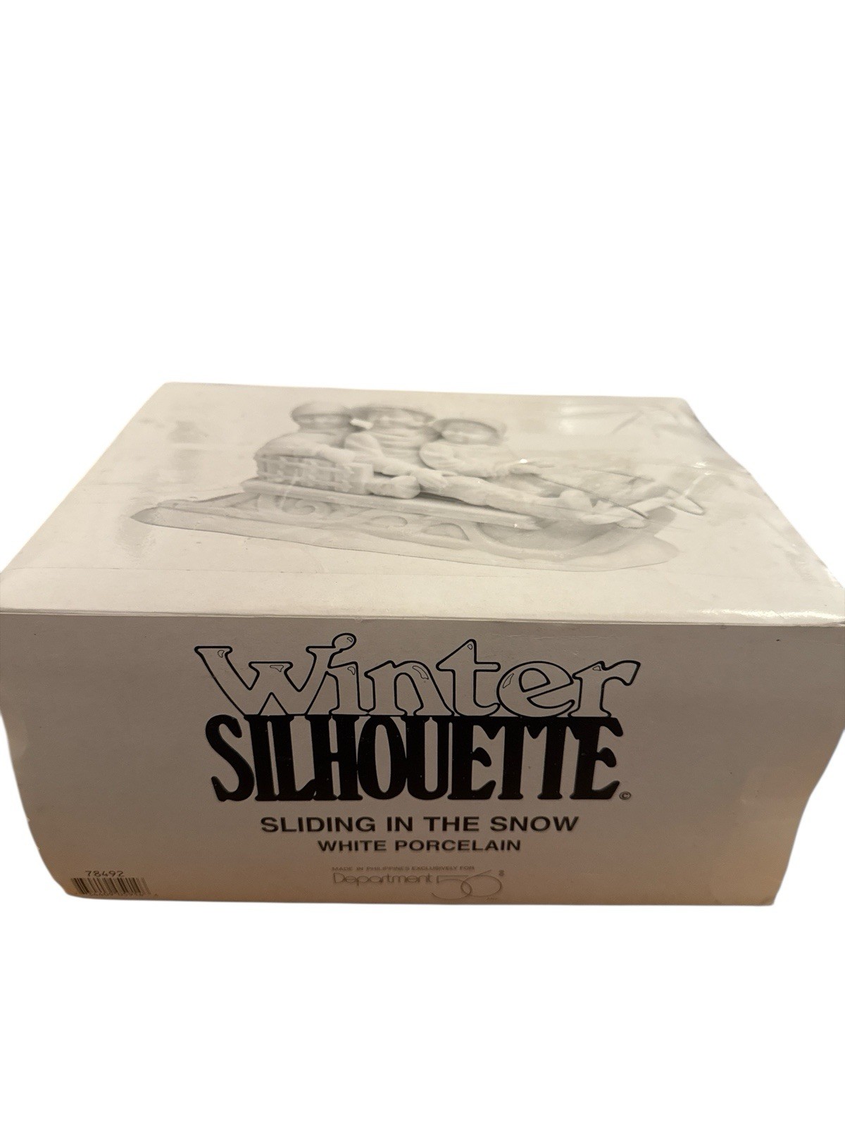 Dept 56 Christmas Winter Silhouette Sledding In The Snow White Figurine 78492