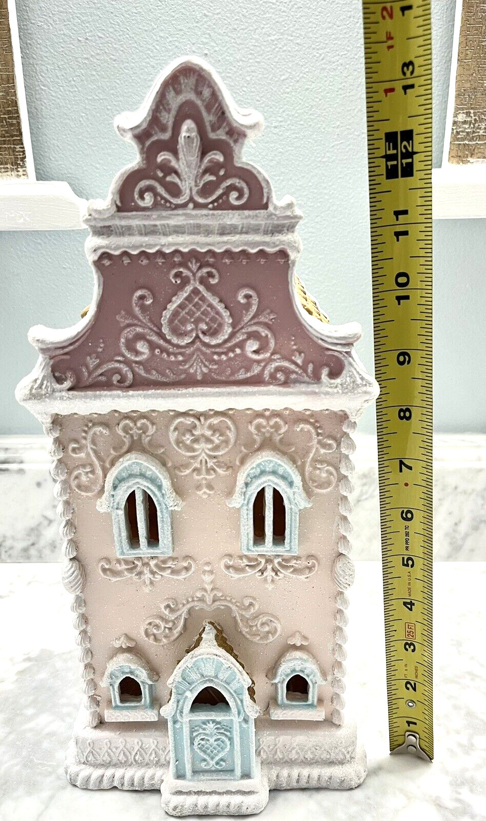 Pink Christmas Victorian Gingerbread House Lights Up 13.5″ NEW