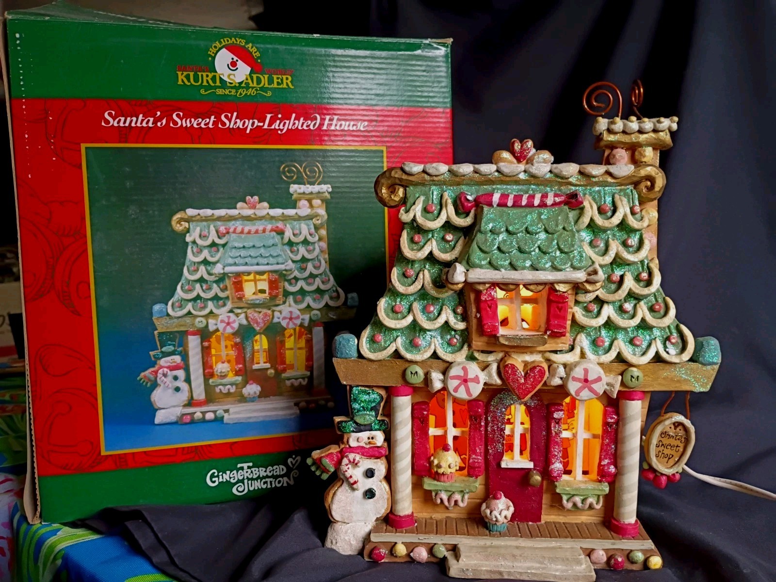 VTG Kurt Adler 10.5″ Lighted Gingerbread House~Retired~Corded Electric~Works!