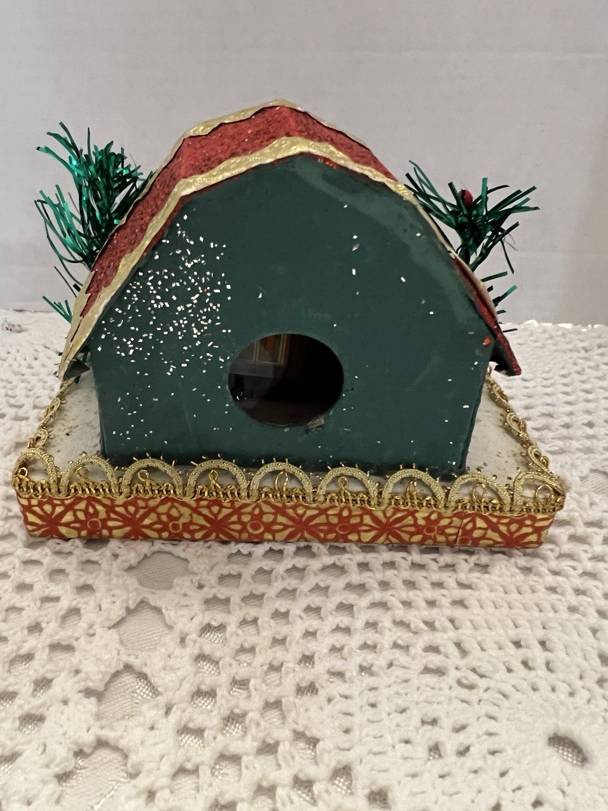 Putz House Japan Christmas Cardboard Glitter House Vintage Decor Building Japan
