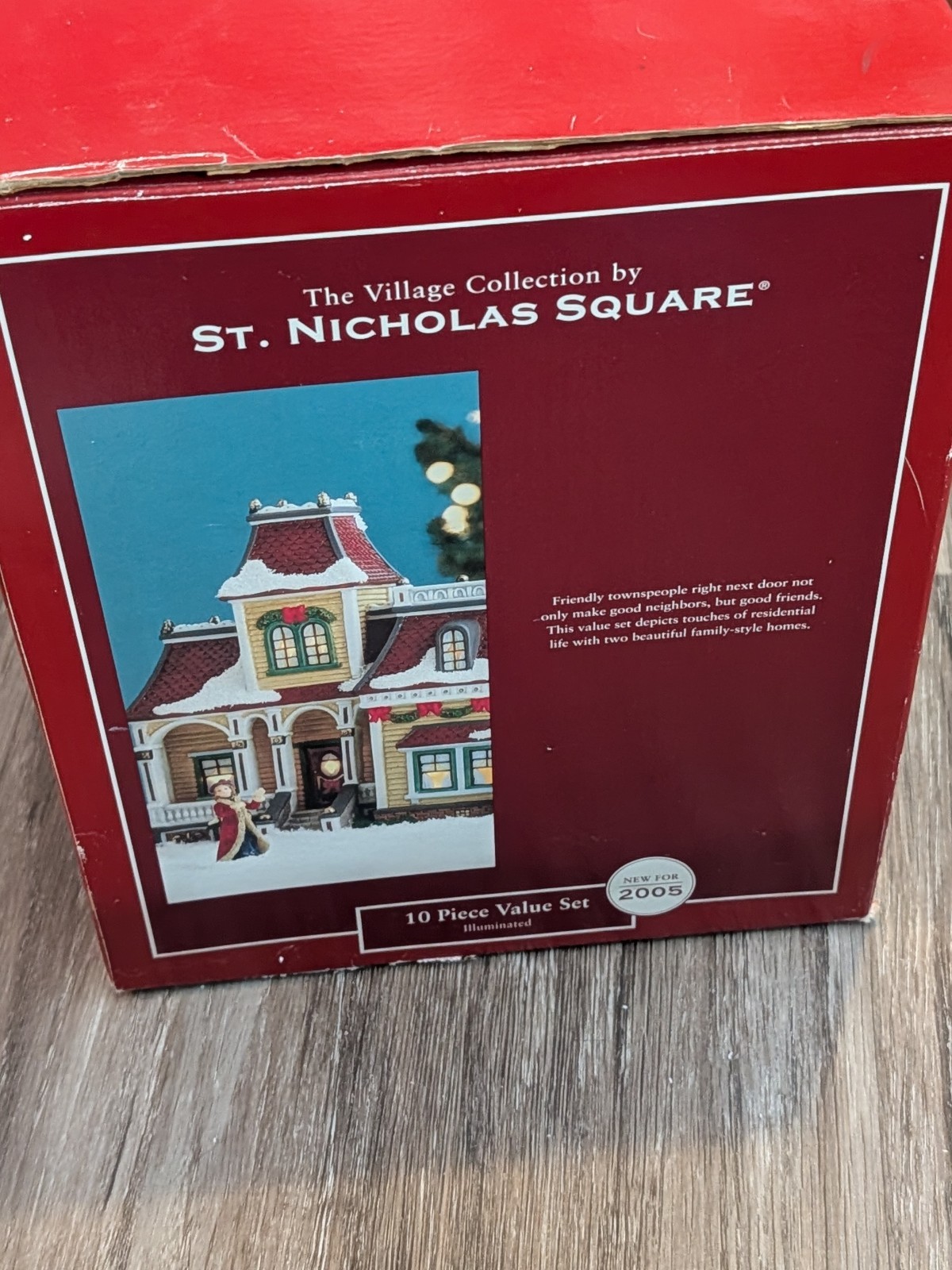 St. Nicholas Square Christmas Village Collection 10 Piece Set Illuminated 2005
