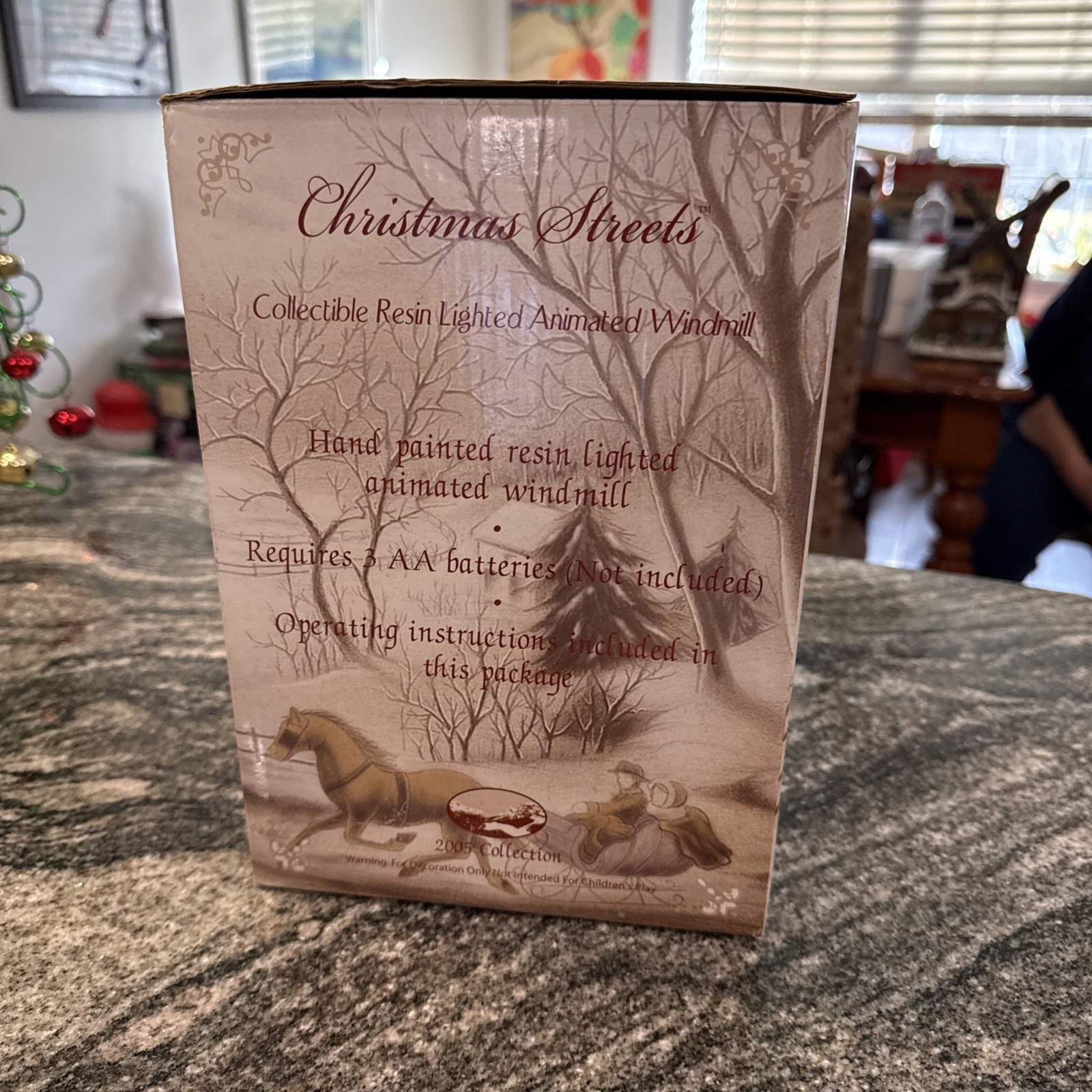 Vintage Collectible Resin Lighted Animated Windmill Christmas Village streets,m