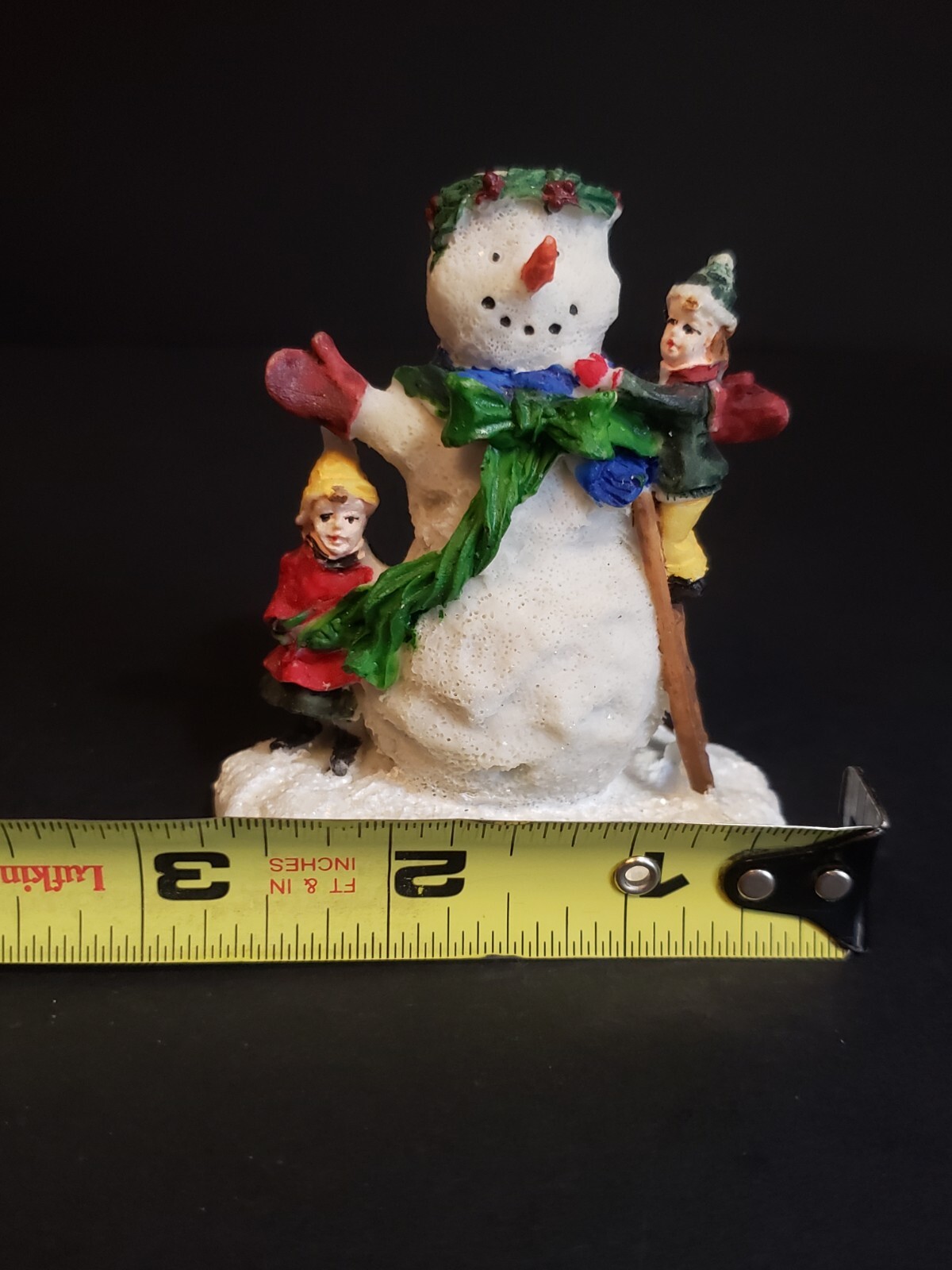 Holiday Time Santas Workbench Christmas Village Children Building A Big Snowman