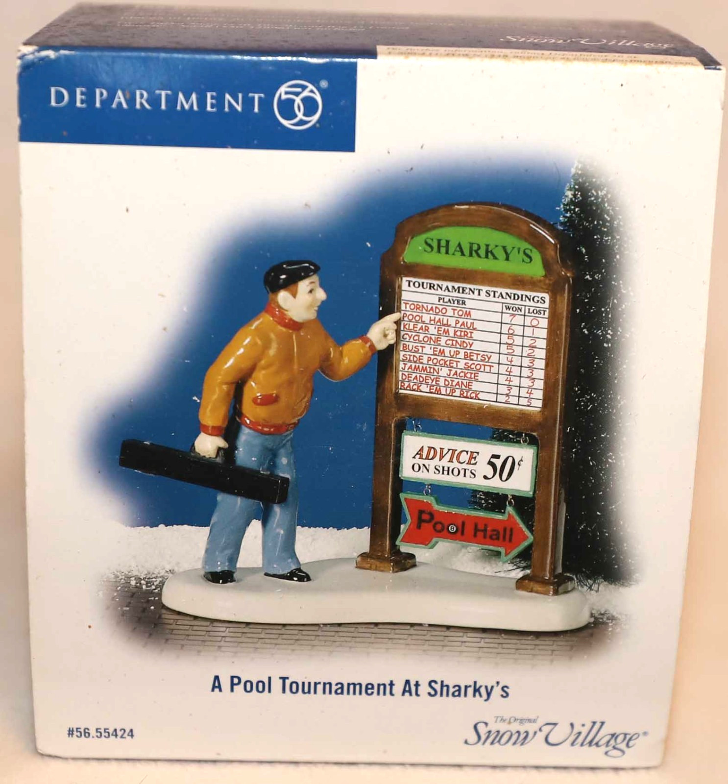DEPT 56 A POOL TOURNAMENT AT SHARKY’S 55424 SNOW VILLAGE CHRISTMAS