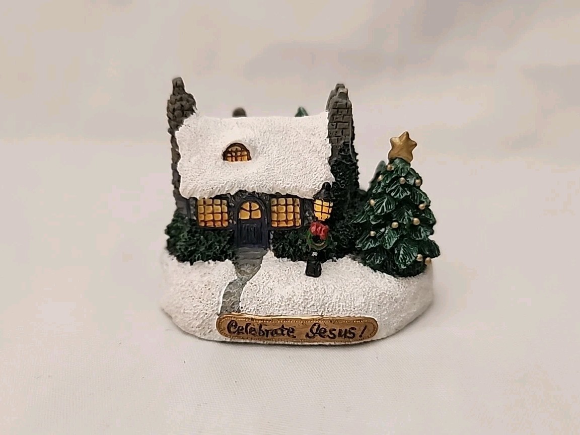 Thomas Kinkade Stone Hearth Hutch Celebrate Jesus 1998 Miniature Sculpture 