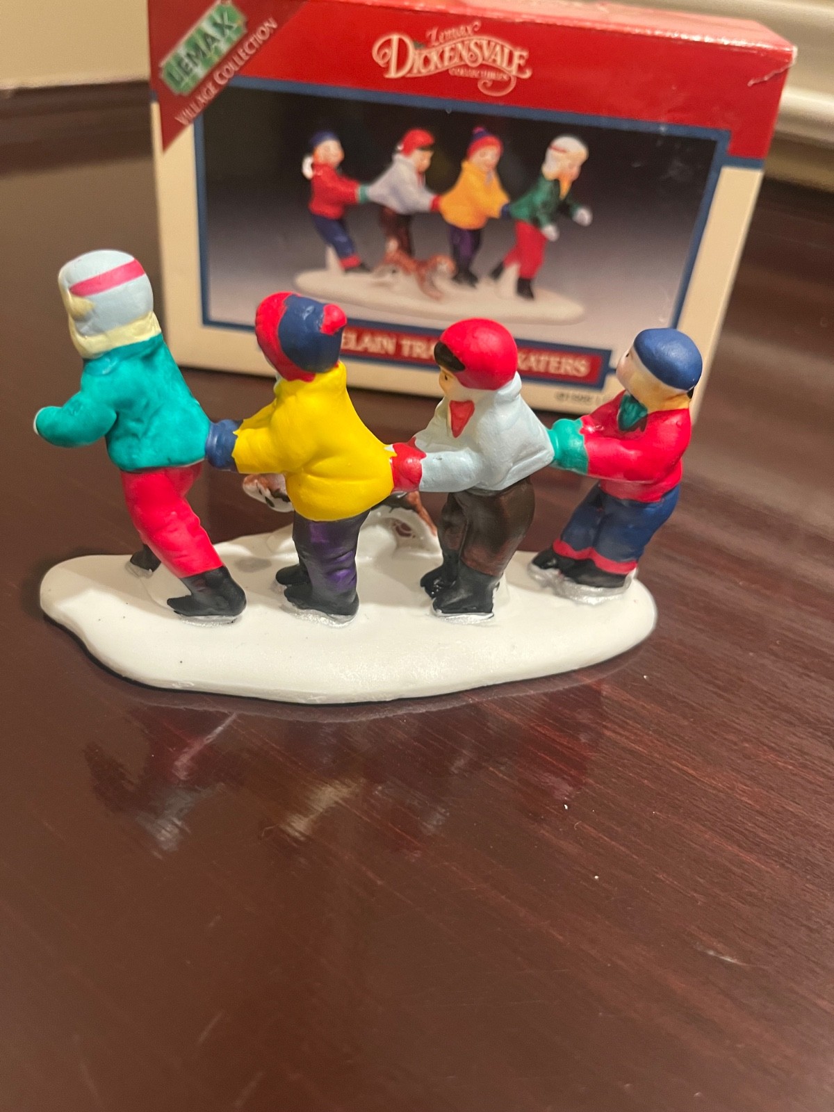 Vintage Lemax Christmas Village Town Train of Skaters 53142 1995 Retired 1999