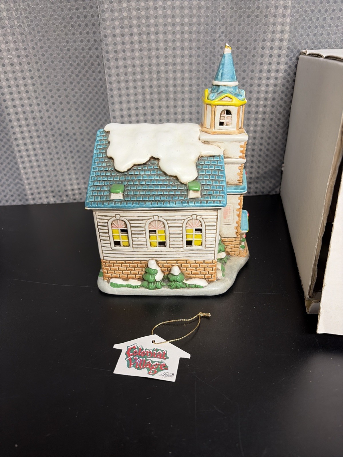 Vintage 1986 Colonial Village Lefton Church- No Light W/Tag And Original Box