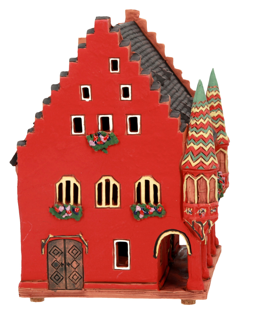 Ceramic Miniature House Candle Holder Old Merchants Hall Freiburg 15cm Midene
