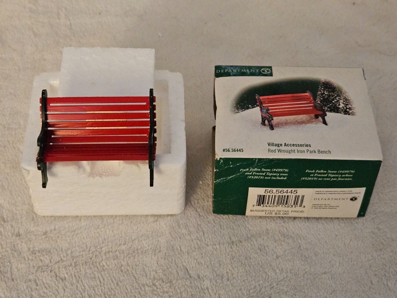 Department 56. Village Accessories. Red Wrought Iron Park Bench