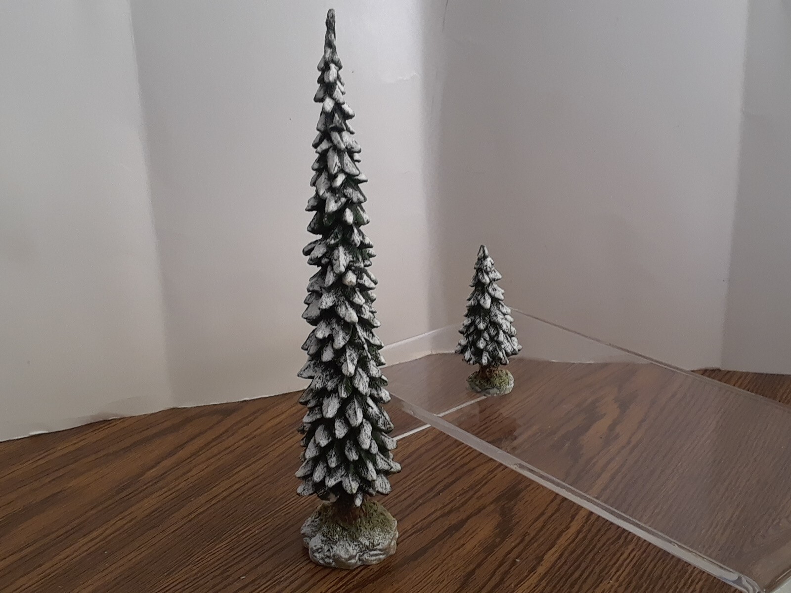 Dept 56 Set Of 2 Trees, Christmas Village 9 And 3 Inches, Snow Detailed