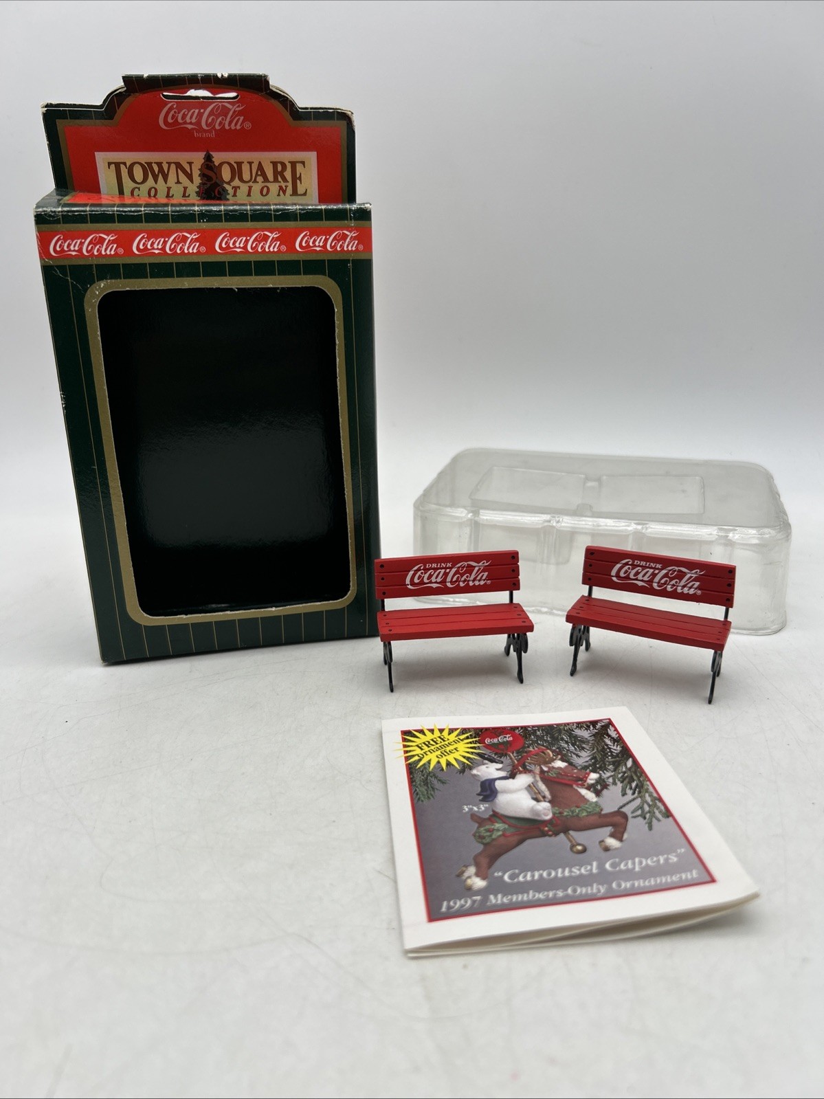 1993 Coca-Cola Town Square Accessories Vintage Park Bench 1-1/2×2” Snow Scene