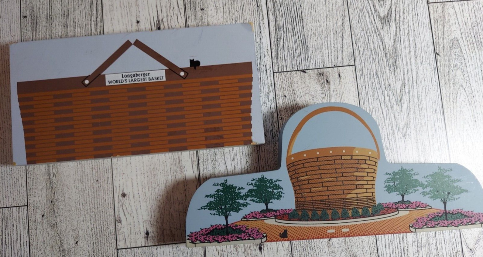 2 The Cats Meow Wooden Village Longaberger World’s Largest Basket & Apple Basket
