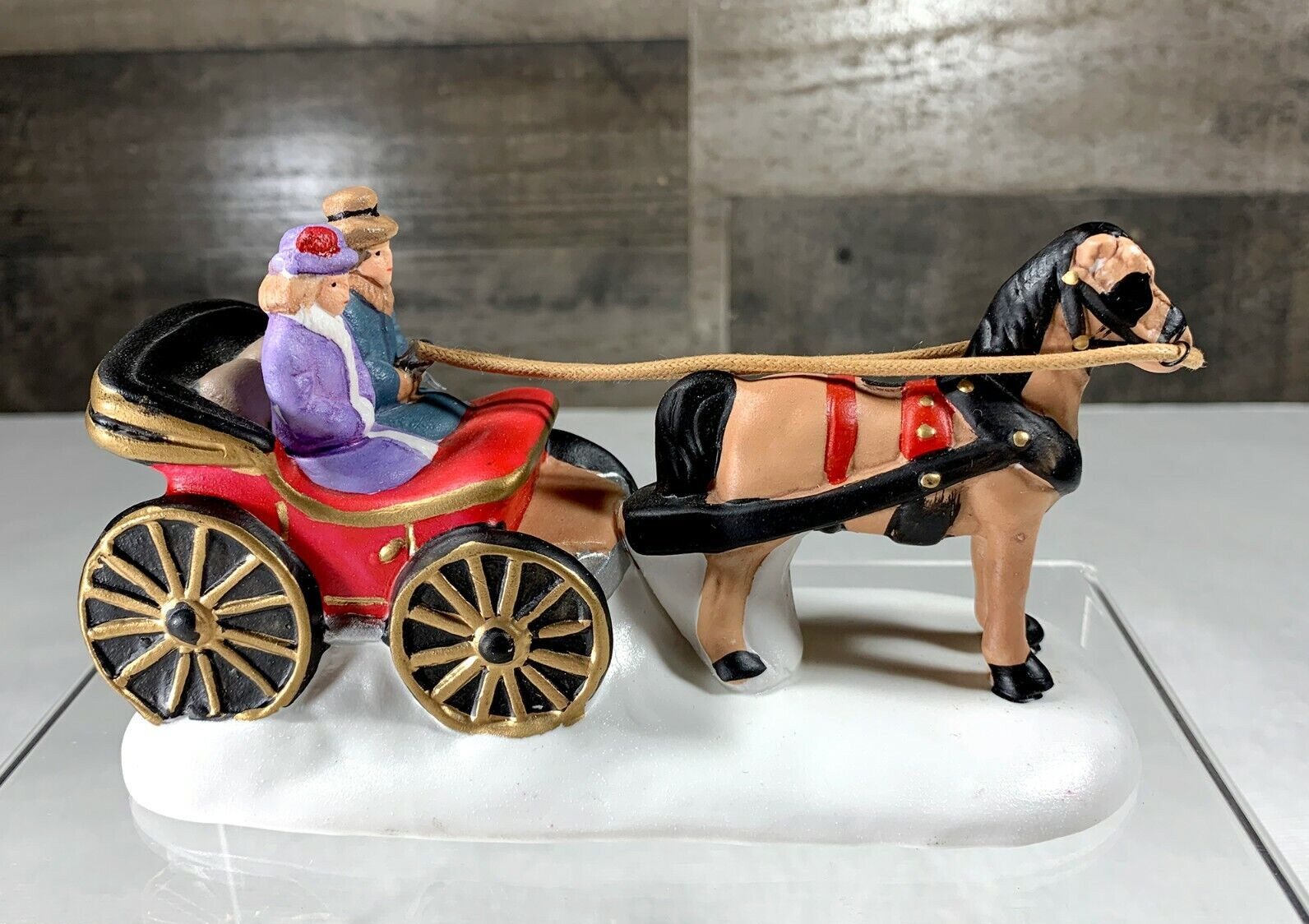 Christmas Village Accessory ~ Bringing in the Timbers ~ Couple w/ Horse & Buggy