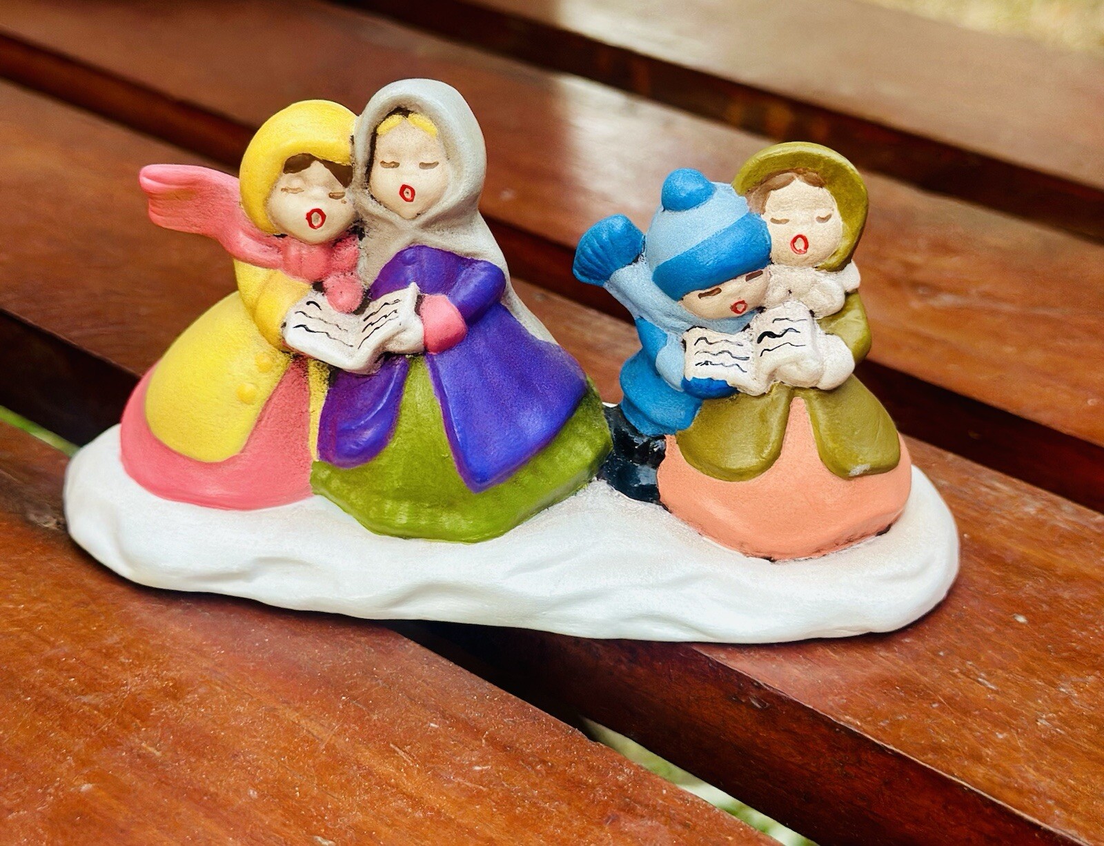 MCM VTG Lot Of 3 Holland & Bryon Caroler’s Village Hand Painted Christmas Scene